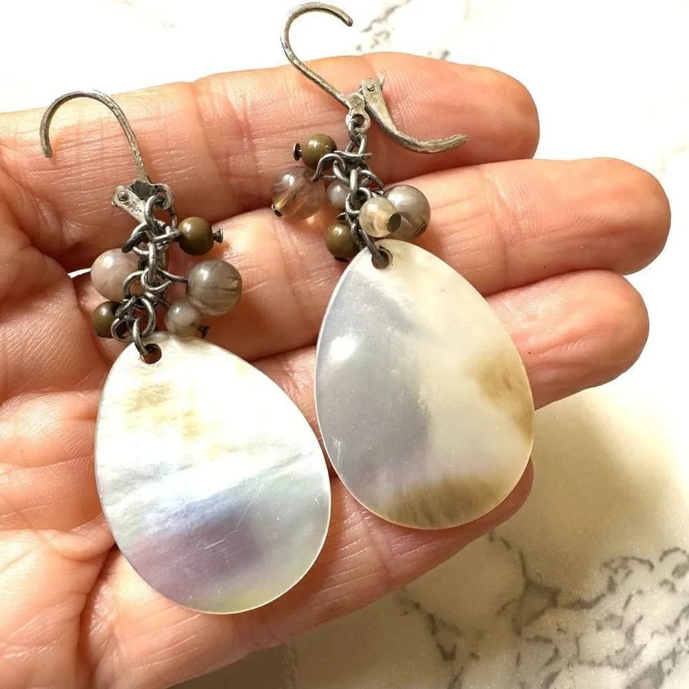 Abalone beaded drop earrings